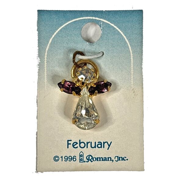 February Birthstone Angel Charm Pendant Roman Inc NOS Celestial 1996 Vintage - Picture 1 of 2